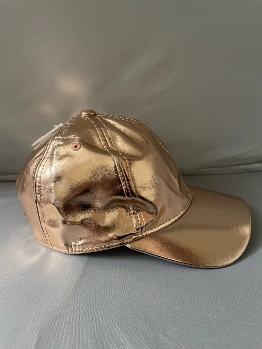 Gymboree Rose Gold Metallic Baseball Cap Hat Faux Leather Girls